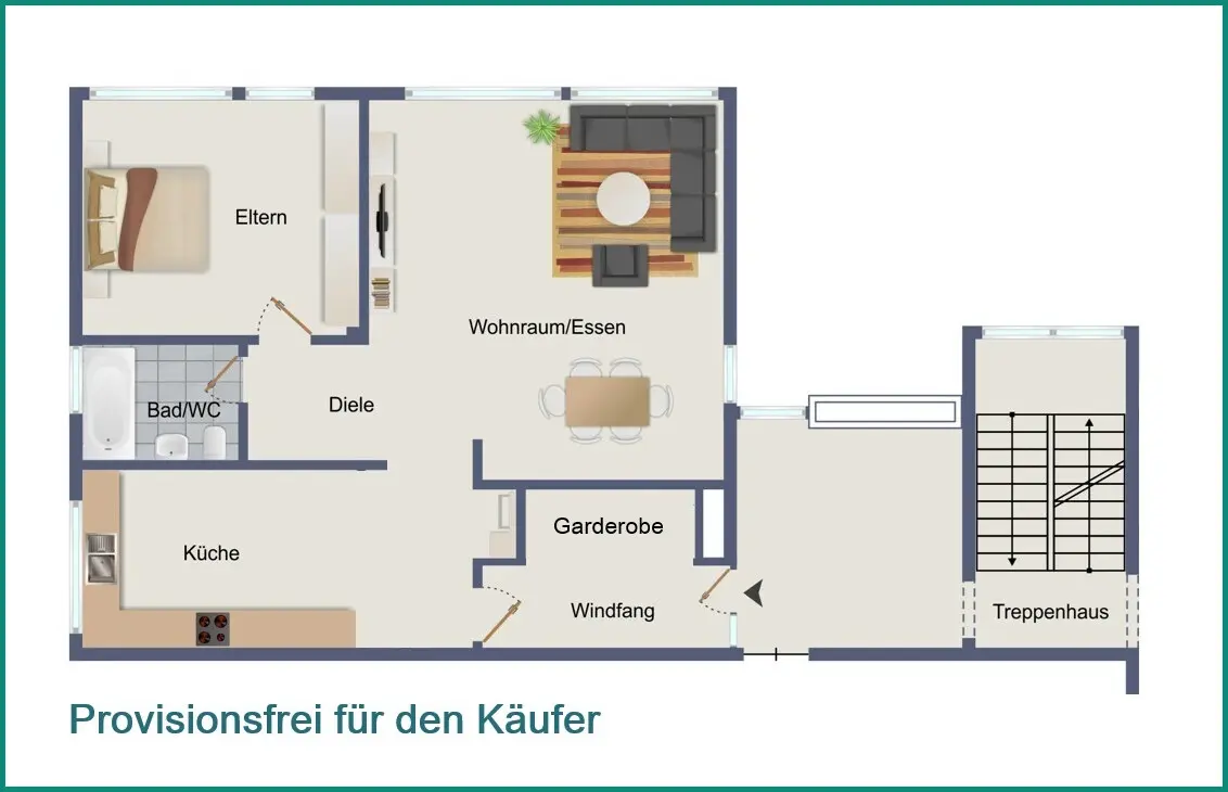 Wohnung im 2. Obergeschoss hinten links