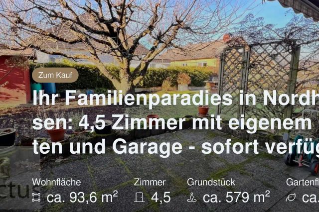Nicht mehr verfügbar: Ihr Familienparadies in Nordhausen: 4,5 Zimmer mit eigenem Garten und Garage – sofort verfügbar!