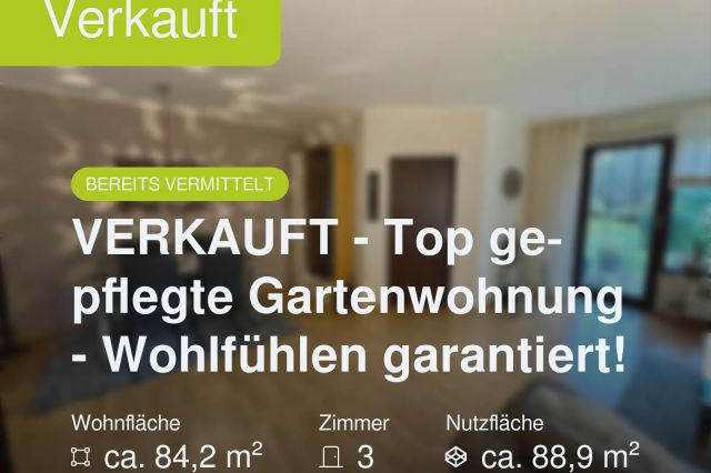 Nicht mehr verfügbar: VERKAUFT – Top gepflegte Gartenwohnung – Wohlfühlen garantiert!
