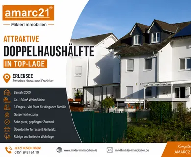 Doppelhaushälfte in Erlensee! Ideal für Familien mit Kindern, Sehr gepflegt! Grillterrasse