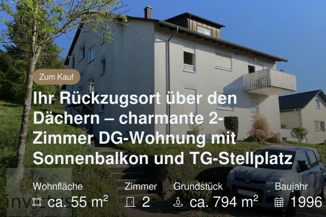 Nicht mehr verfügbar: Ihr Rückzugsort über den Dächern – charmante 2-Zimmer DG-Wohnung mit Sonnenbalkon und TG-Stellplatz
