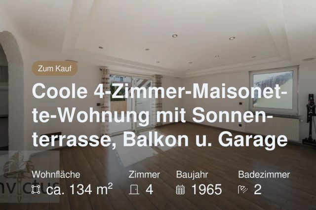 Nicht mehr verfügbar: Coole 4-Zimmer-Maisonette-Wohnung mit Sonnenterrasse, Balkon u. Garage