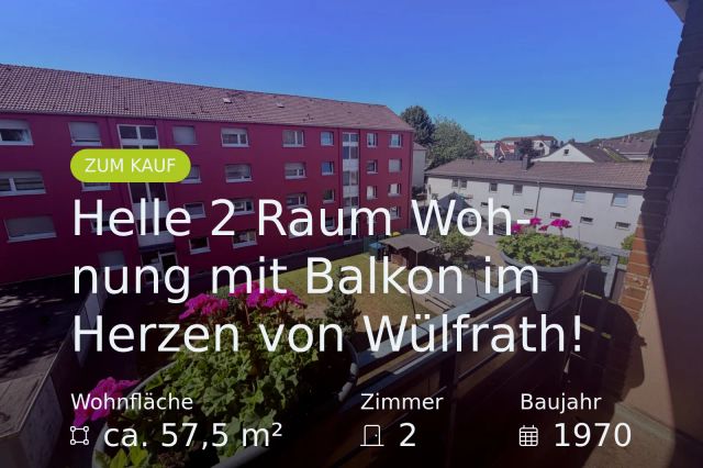 Neu im Angebot: Helle 2 Raum Wohnung mit Balkon im Herzen von Wülfrath!