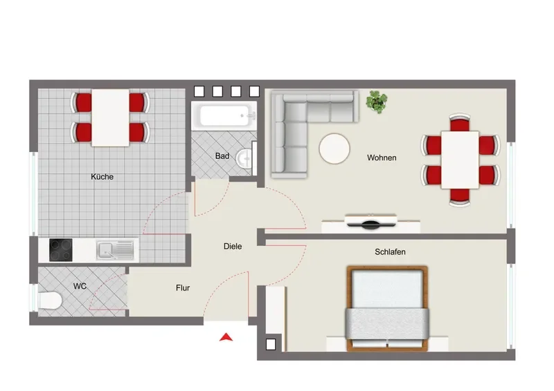 Mustergrundriss 2-Zimmer