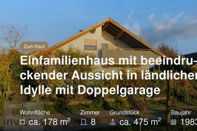 Nicht mehr verfügbar: Einfamilienhaus mit beeindruckender Aussicht in ländlicher Idylle mit Doppelgarage