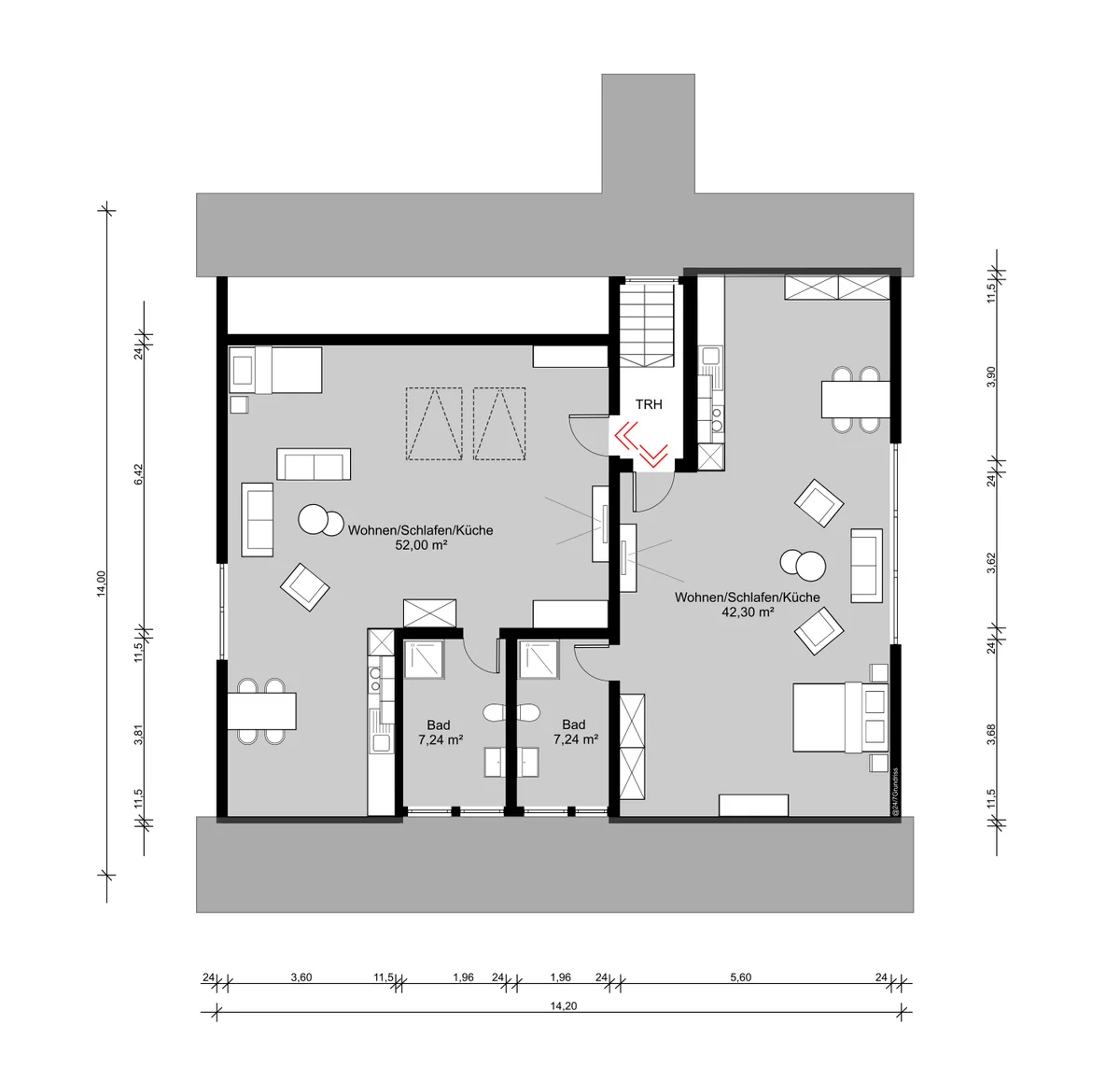 Grundrisszeichnung DG.