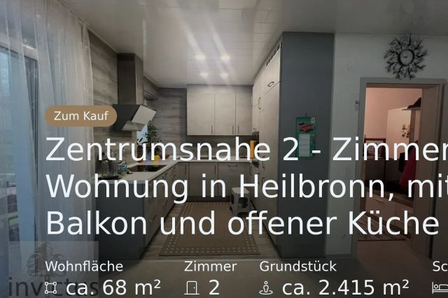 Neu im Angebot: Zentrumsnahe 2 – Zimmer Wohnung in Heilbronn, mit Balkon und offener Küche