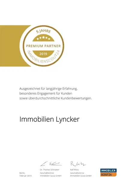 ImmoScout24 – 5 Jahre Premium Partner Lyncker Immobilien